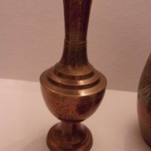 Accents - 2 HAND CARVED BRASS TURKISH CONTAINERS.WS Accents - 2 HAND CARVED BRASS TURKISH CONTAINERS.WS
